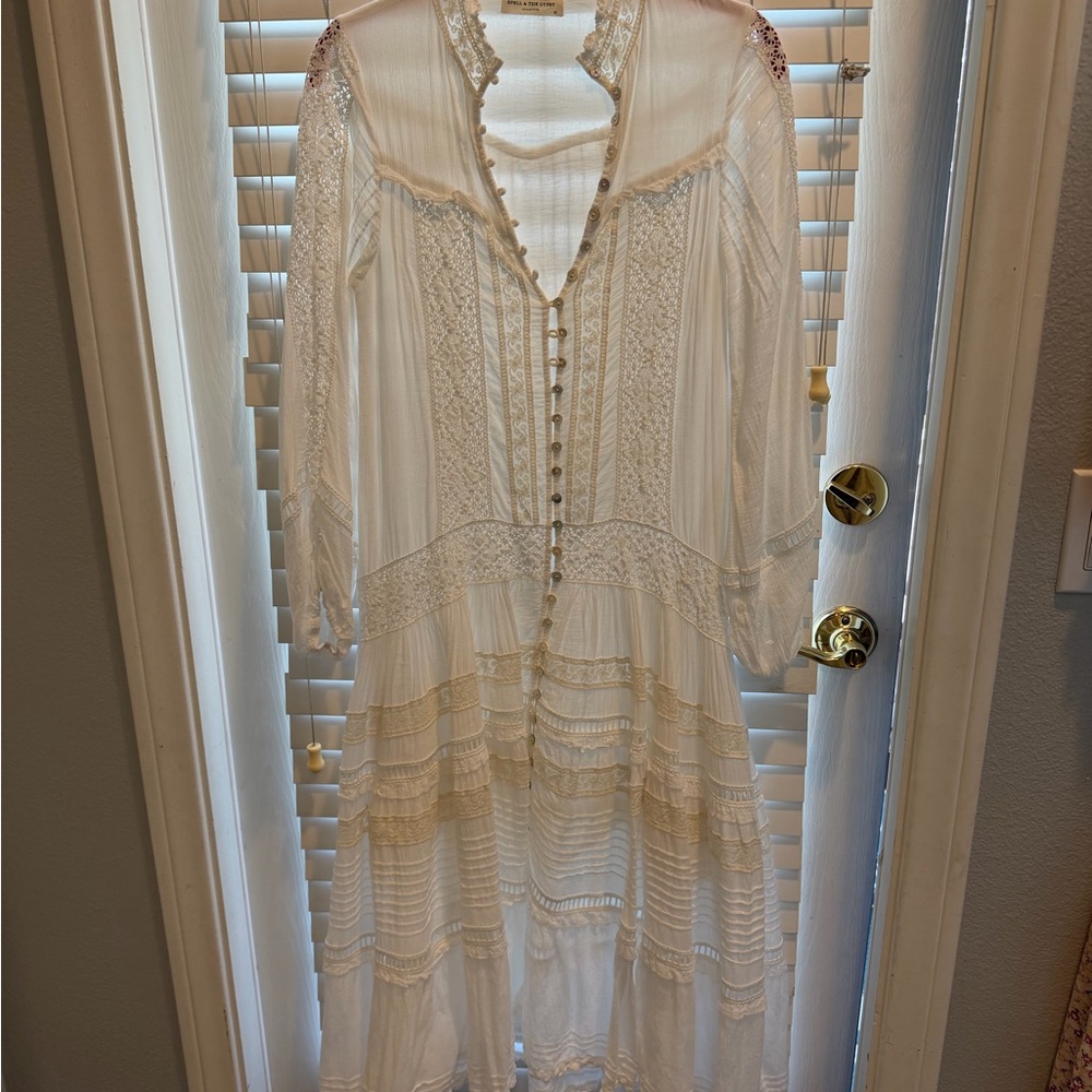 Spell Ivory Lace-Trim Maxi Dress
